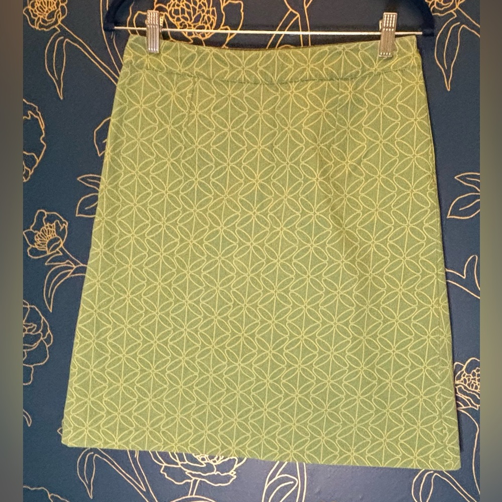 BODEN soft green and yellow COTTON A-Line skirt UK 10/ US 6 print